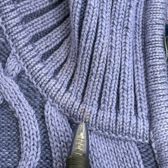 NWD Karen Scott Blue Cable Knit Fisherman Sweater Zip Up Womens Size Large L Y2K - Picture 12 of 12